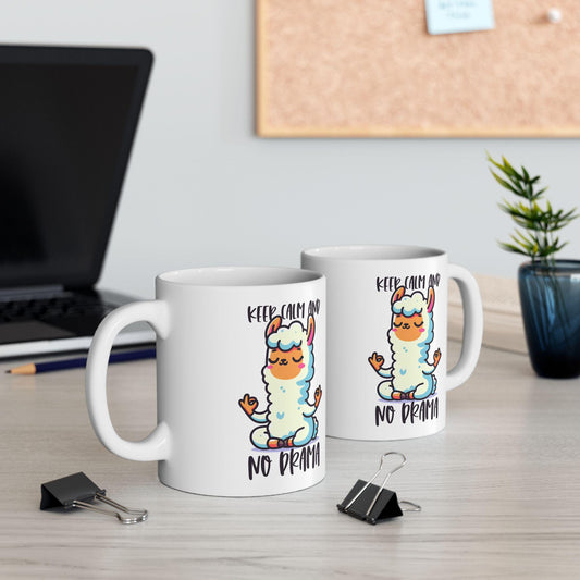 No Drama Llama Coffee Mug | Funny Meditating Animal Gift