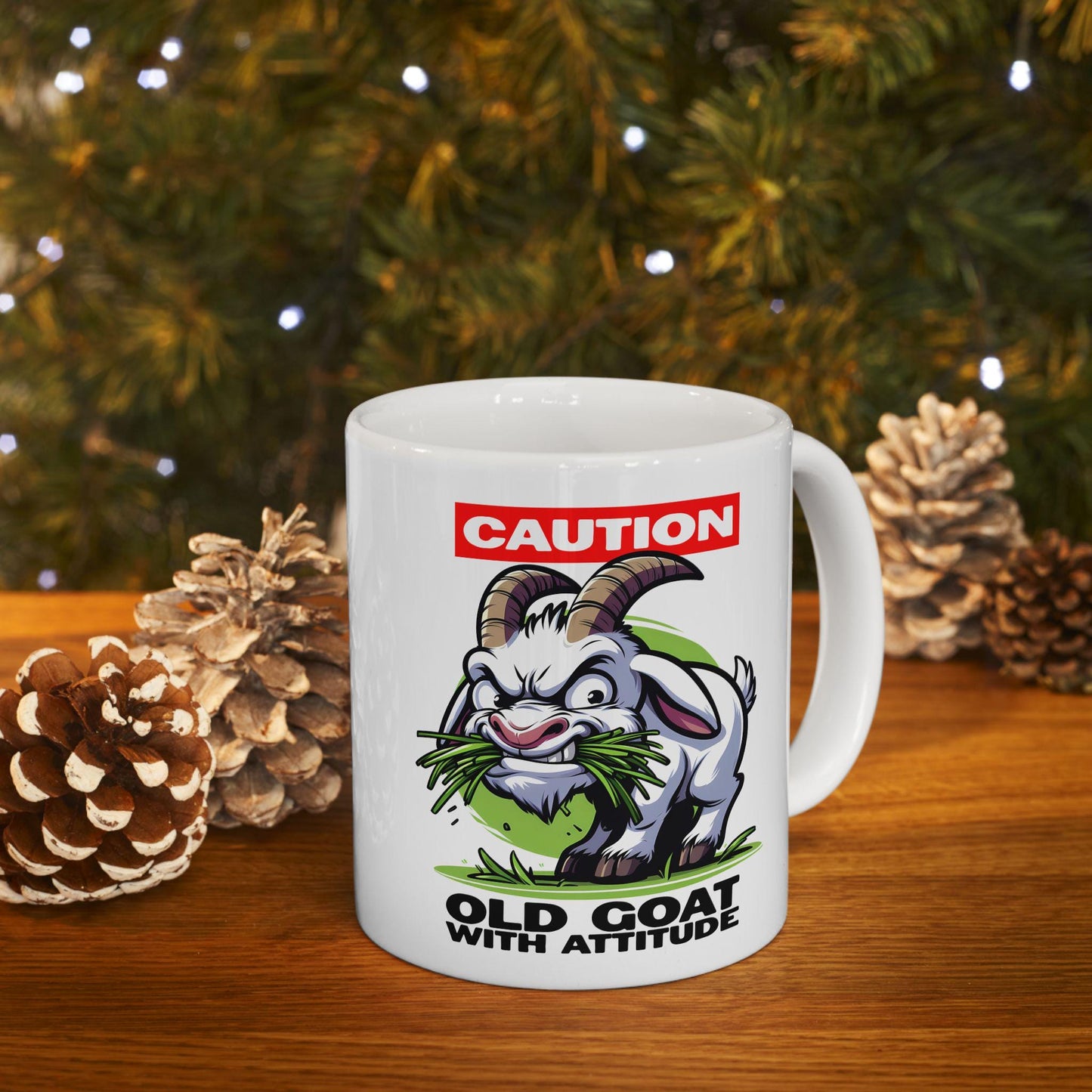 ColorFlow | Caution Goat Mug | Funny Animal Coffee Cup | 15oz Ceramic Mug | Crazy Goat Lover Gift for Farm & Humor Fans