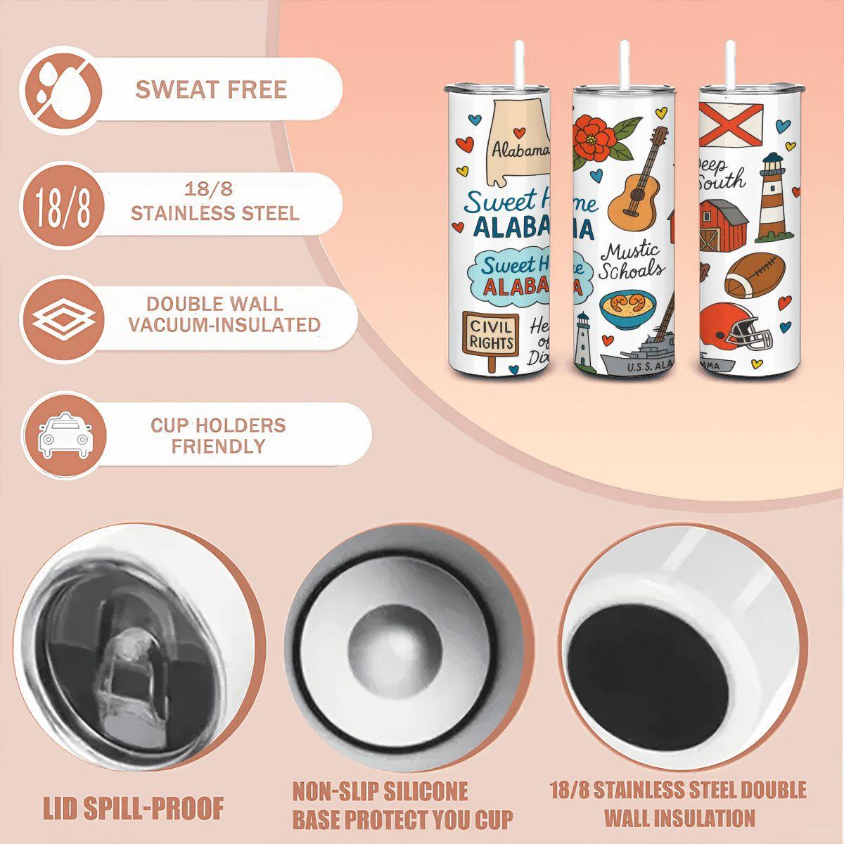 Sweet Home Alabama Tumbler | 20oz Stainless Steel Travel Cup