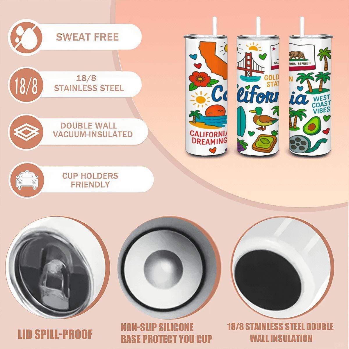 California Dreaming Tumbler | Stainless Steel Insulated Travel Mug