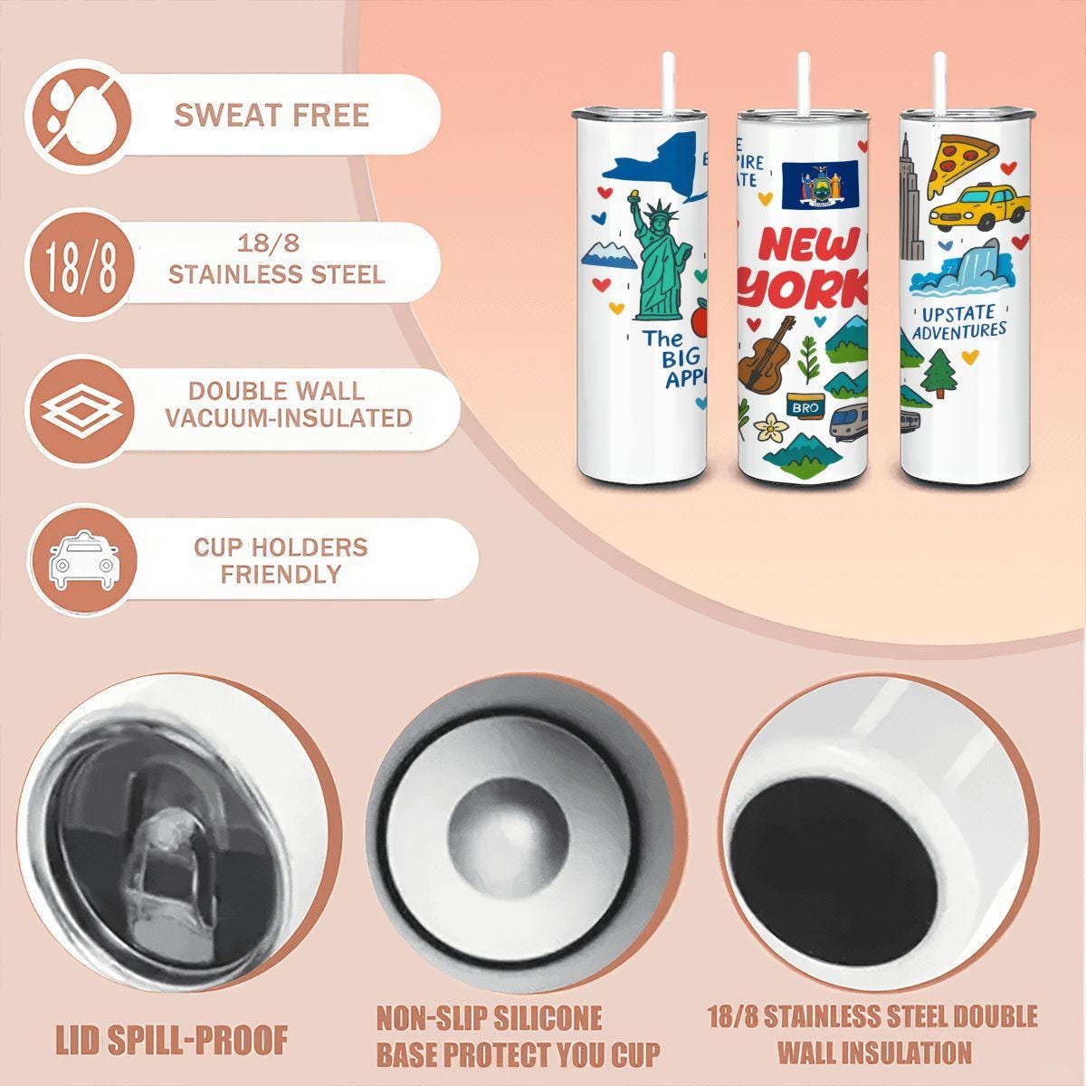 New York City Tumbler | Empire State Design, 20oz Travel Mug