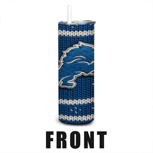 ColorFlow | Detroit Lions Inspired Seamless Sweater 20oz Skinny Tumbler with Straw