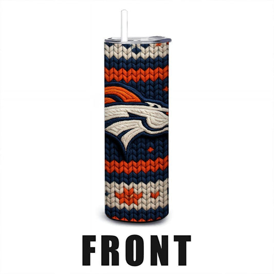 ColorFlow | Denver Broncos Inspired Seamless Sweater 20oz Skinny Tumbler with Straw