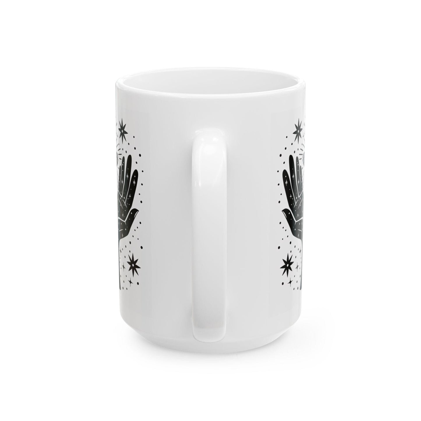 Celestial Hands Ceramic Mug | Witchy Moth, Cosmic Art