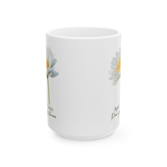 ColorFlow | April Daisy Pure Joy Blooms Mug | Floral 15oz Coffee Cup | Birth Flower Gift | Spring Nature Inspired Drinkware