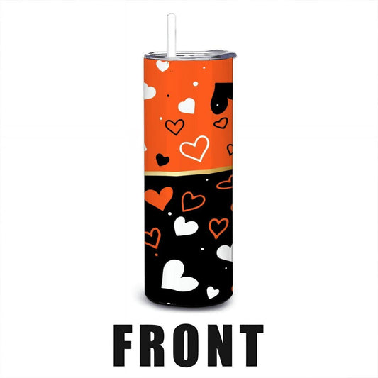 ColorFlow | Baltimore Inspired Orioles Hearts Straight Tumbler 20oz Stainless Steel Gift Optional Personalization
