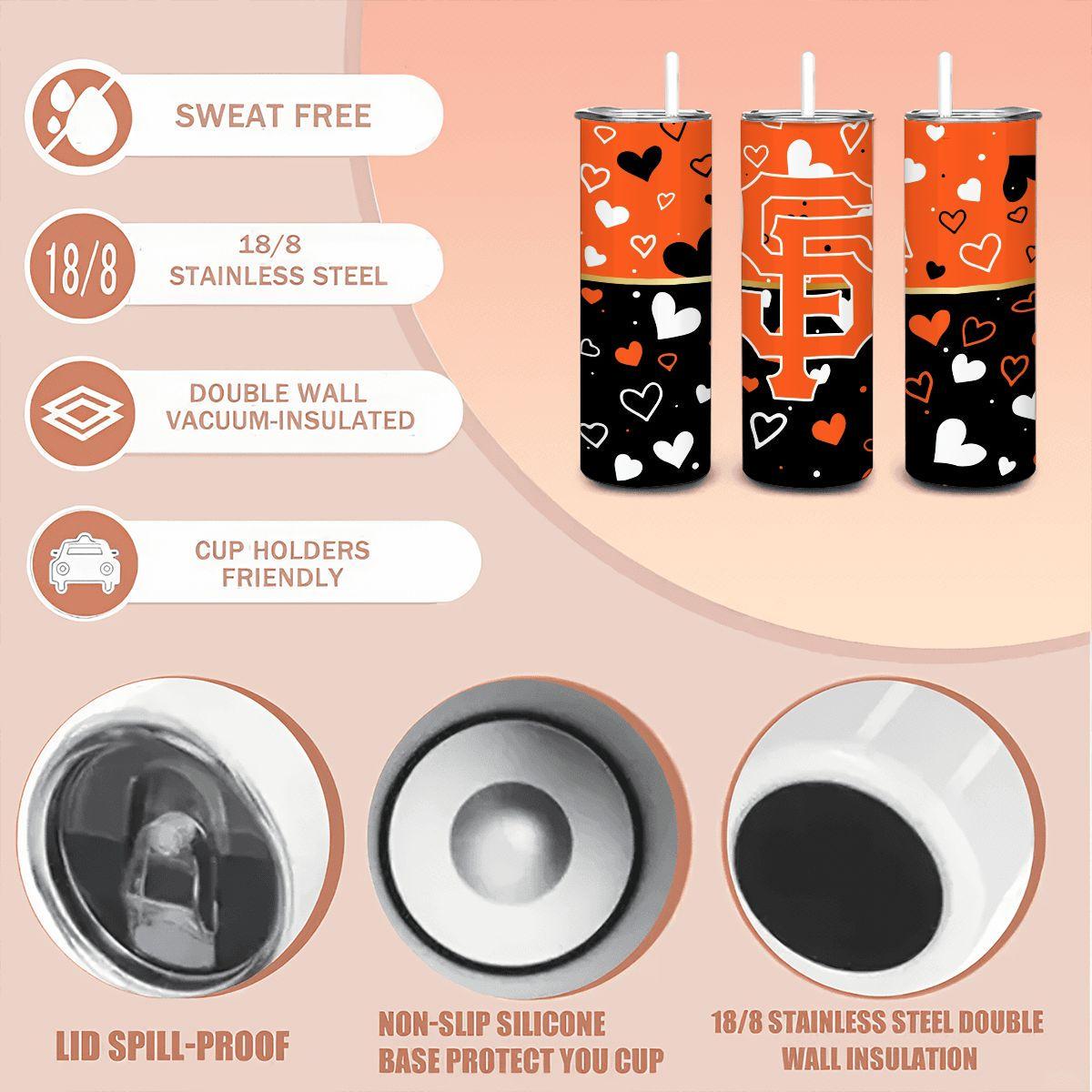ColorFlow | Baltimore Inspired Orioles Hearts Straight Tumbler 20oz Stainless Steel Gift Optional Personalization
