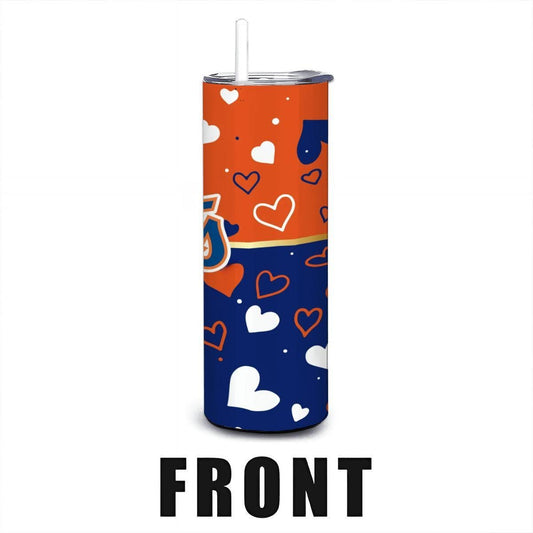 ColorFlow | New York Inspired Mets Hearts Straight Tumbler 20oz Stainless Steel Gift Optional Personalization