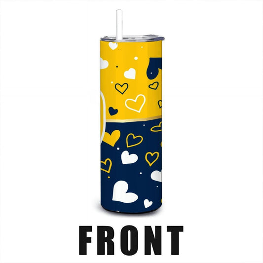 ColorFlow | Milwaukee Inspired Brewers Hearts Straight Tumbler 20oz Stainless Steel Drinkware Optional Personalization