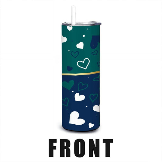 ColorFlow | Seattle Inspired Mariners Hearts Straight Tumbler 20oz Stainless Steel Gift Optional Personalization