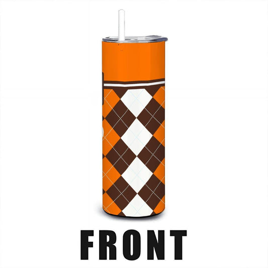 ColorFlow | Bowling Green Inspired Falcons Argyle Straight Tumbler 20oz Stainless Steel Drinkware Optional Personalization