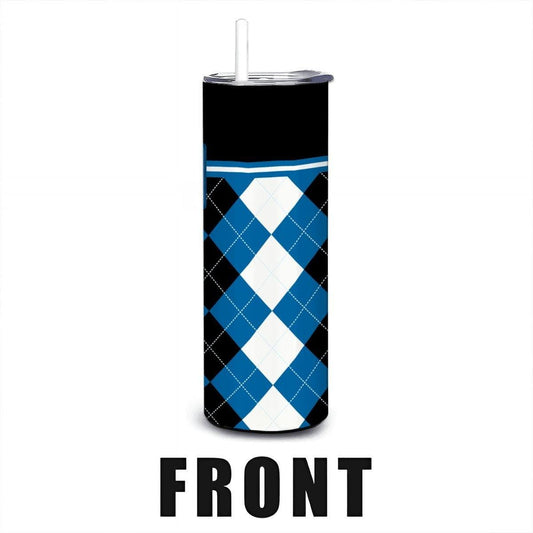 ColorFlow | Buffalo Inspired Bulls Argyle Straight Tumbler 20oz Stainless Steel Drinkware Optional Personalization