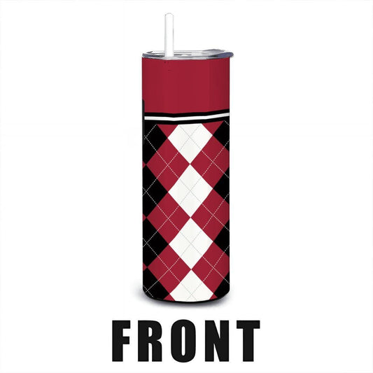 ColorFlow | Alabama Crimson Tide Inspired 20oz Straight Stainless Tumbler | Crimson Power Diamond Design | Personalization Optional