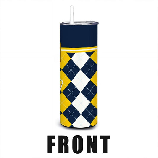 ColorFlow | Toledo Rockets Inspired 20oz Straight Tumbler | Navy Gold Collegiate Energy | Personalization Optional
