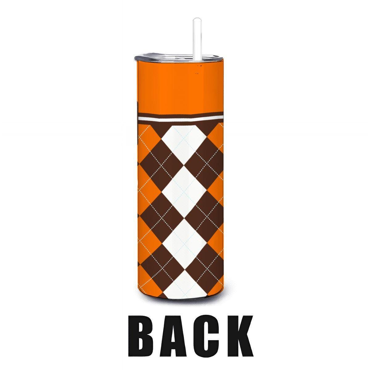 ColorFlow | Bowling Green Inspired Falcons Argyle Straight Tumbler 20oz Stainless Steel Drinkware Optional Personalization