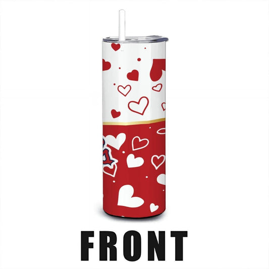 ColorFlow | St Louis Inspired Cardinals Hearts Straight Tumbler 20oz Stainless Steel Drinkware Optional Personalization