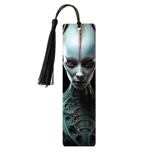 ColorFlow | Biomech Alien Metal Bookmark Sci Fi Extraterrestrial Red Eye Futuristic Dark Fantasy Art | Optional Personalization