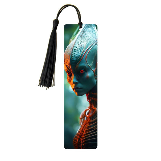 ColorFlow | Biomech Forest Alien Metal Bookmark Sci Fi Extraterrestrial Red Eye Futuristic Cosmic Art Design | Optional Personalization