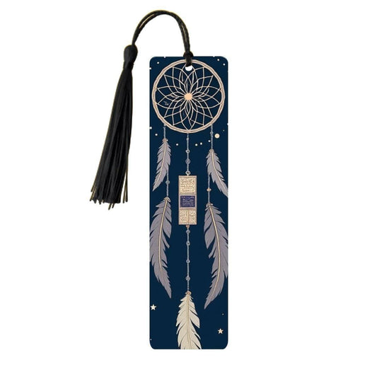 ColorFlow | Celestial Dreamcatcher Feather Metal Bookmark Boho Mystic Reading Accessory Gift | Optional Personalization