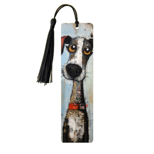 ColorFlow | Whimsical Big Eyed Dog Art Metal Bookmark for Readers and Dog Lovers | Optional Personalization