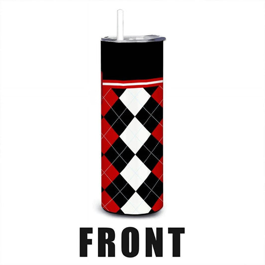 ColorFlow | NC State Inspired Wolfpack Argyle Straight Tumbler 20oz Stainless Steel Drinkware Optional Personalization