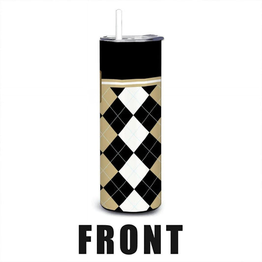 ColorFlow | Wake Forest Demon Deacons Inspired 20oz Straight Stainless Tumbler | Black Gold Collegiate Style | Personalization Optional