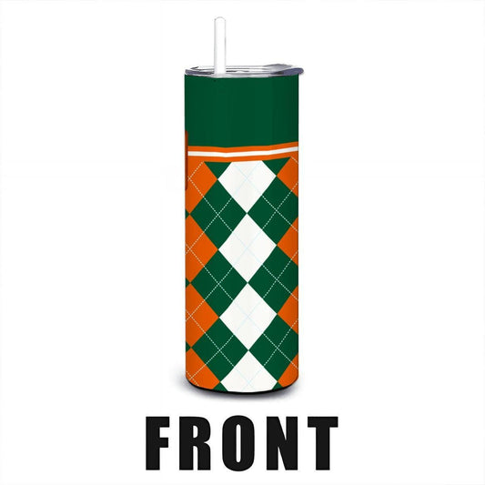ColorFlow | Miami Hurricanes Inspired 20oz Straight Tumbler | Orange Green College Vibe | Personalization Optional