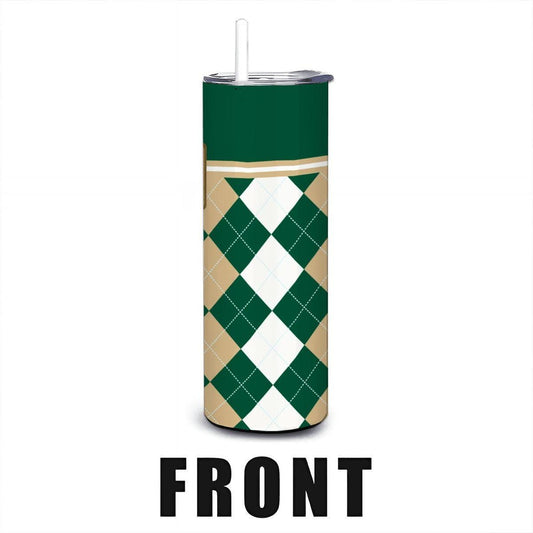ColorFlow | Charlotte 49ers Inspired 20oz Straight Stainless Tumbler | Green Gold Modern Style | Personalization Optional