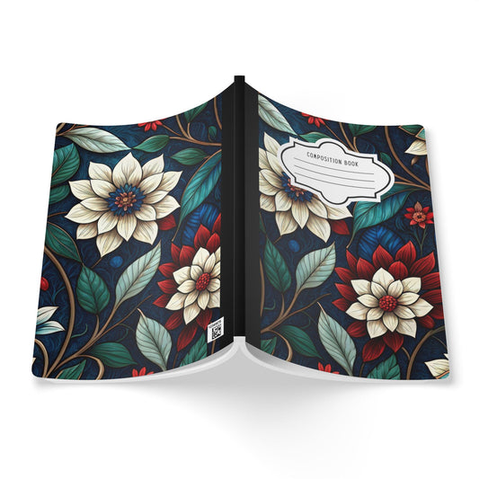 ColorFlow | Midnight Elegance Floral Composition Notebook | Chic Botanical Art Journal for School Work and Writing