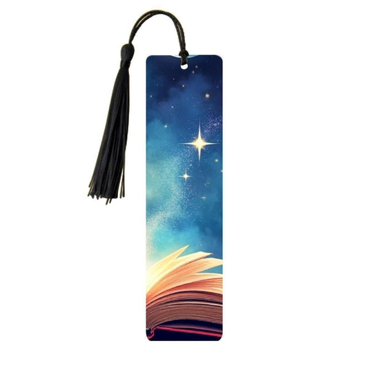ColorFlow | Celestial Moon and Stars Book Metal Bookmark Magical Night Sky Reading Gift | Optional Personalization