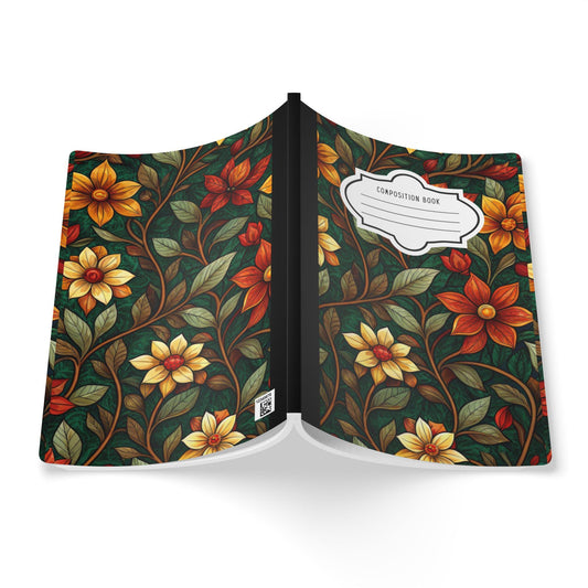 ColorFlow | Rustic Autumn Garden Composition Notebook | Warm Floral Pattern Journal for School Work and Notes