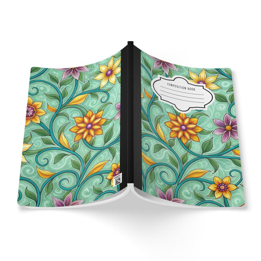 ColorFlow | Mint Floral Vine Composition Notebook | Soft Whimsical Botanical Journal for School Work and Writing