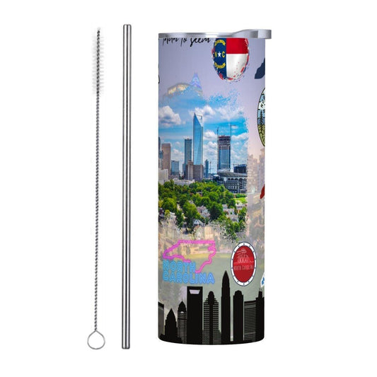 ColorFlow | North Dakota Skinny Tumbler | Peace Garden State City Scenic | Vintage License Plate Pride Art | 20oz