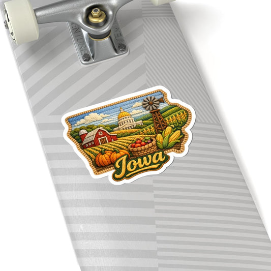 ColorFlow | Iowa Harvest Heritage Vinyl Sticker | Midwest Farmland Capitol Countryside Artwork
