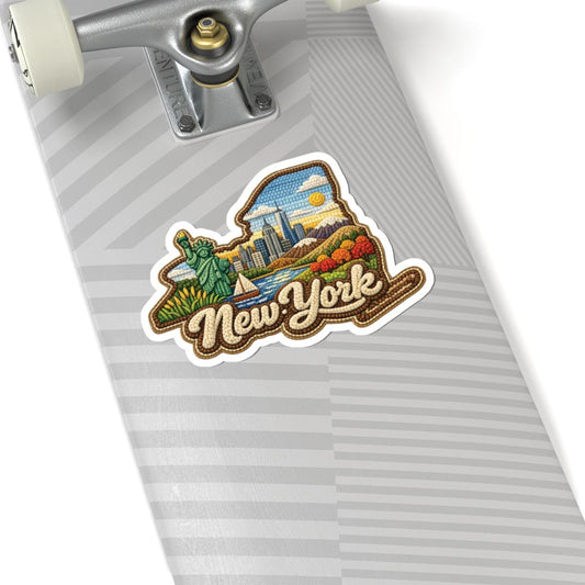 ColorFlow | New York Empire Horizons Vinyl Sticker | Liberty Harbor Skyline Hills and Scenic State Art