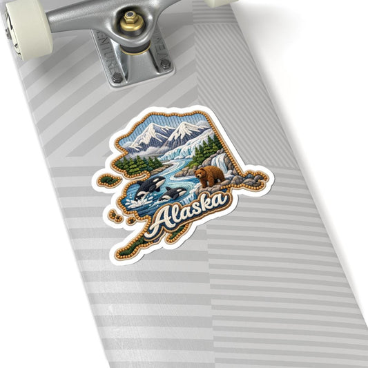 ColorFlow | Alaska Wild Frontier Vinyl Sticker | Glacial Rivers Mountain Peaks Orcas and Northern Wilderness Art