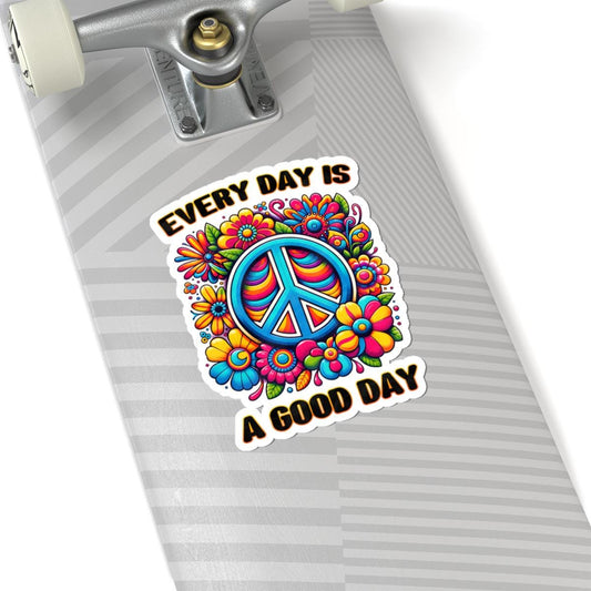 ColorFlow | Every Day Is a Good Day Peace Sign Floral Retro Positivity Art Vinyl Sticker
