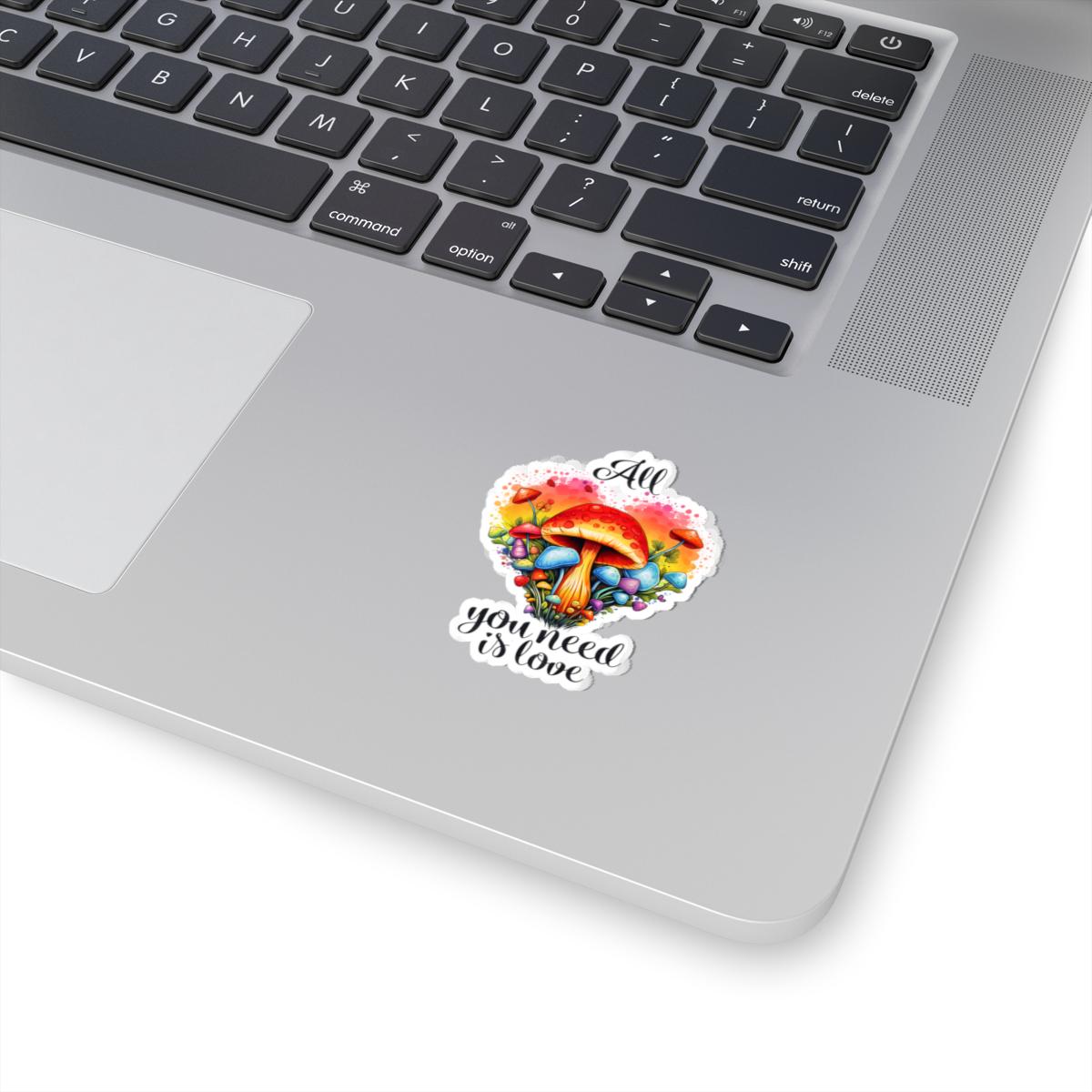 ColorFlow | All You Need Is Love Psychedelic Mushroom Heart Retro Hippie Floral Art Vinyl Sticker