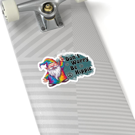 ColorFlow | Dont Worry Be Hippie Tie Dye Gnome Peace Retro Positivity Art Vinyl Sticker
