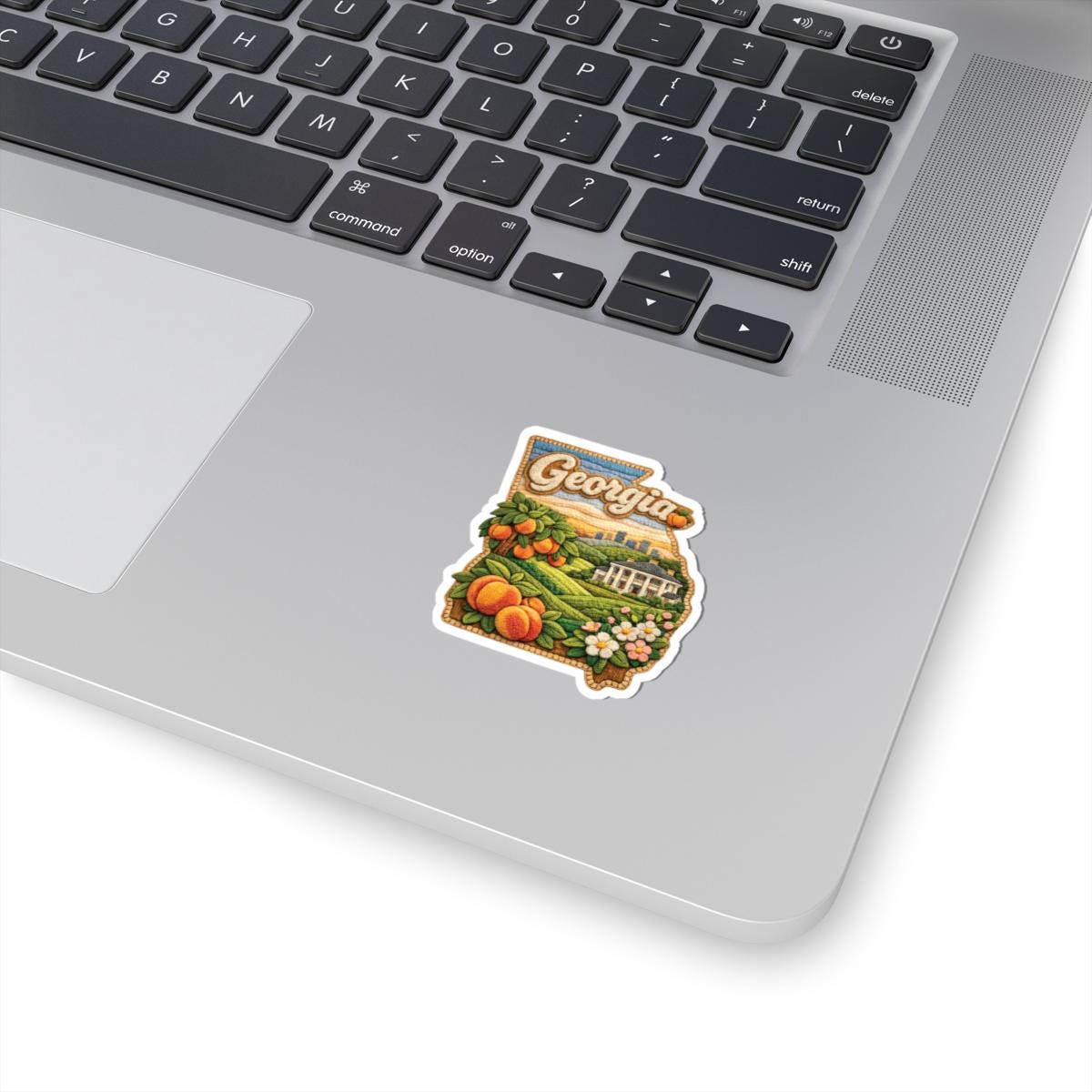 ColorFlow | Georgia Peach State Charm Vinyl Sticker | Southern Estate Orchards and Classic Landscape Art