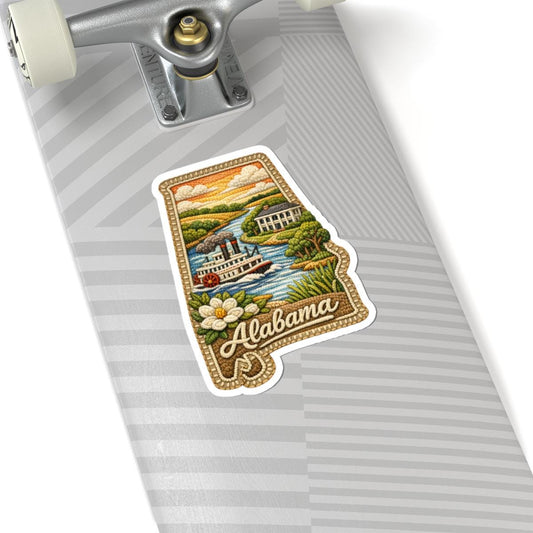 ColorFlow | Alabama River Heritage Vinyl Sticker | Southern Waterways Steamboat and Historic Estate Art