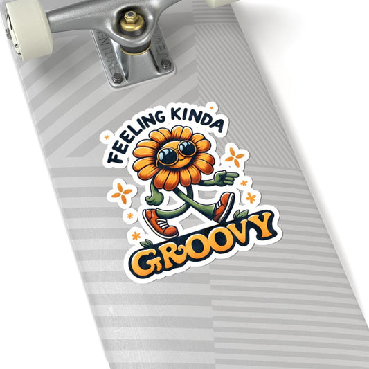 ColorFlow | Feeling Kinda Groovy Retro Flower Character Vintage Hippie Art Vinyl Sticker