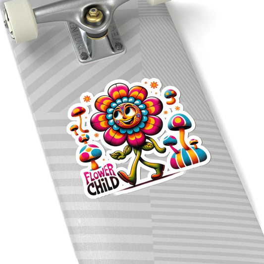 ColorFlow | Flower Child Groovy Smiling Daisy Mushroom Retro Hippie Art Vinyl Sticker