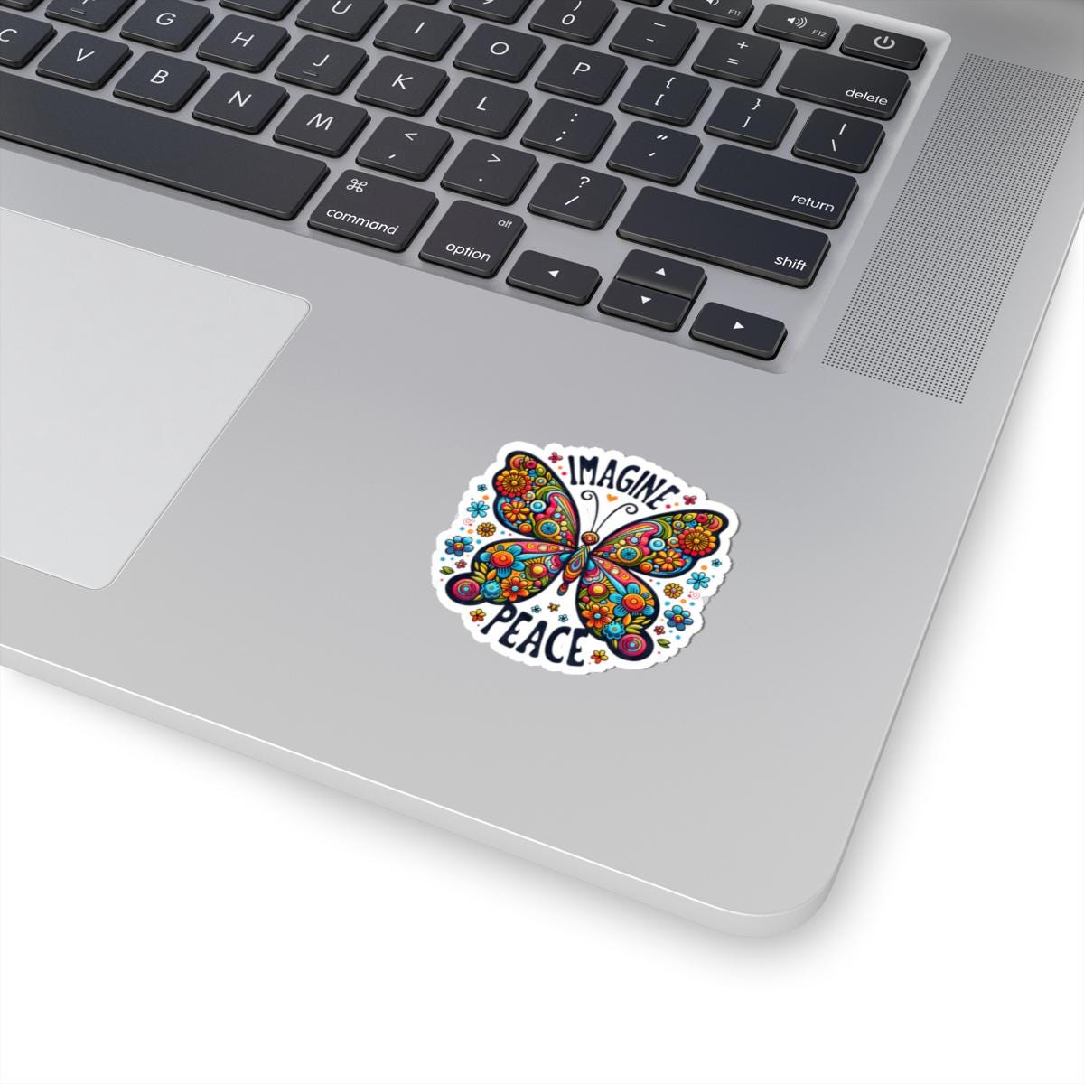 ColorFlow | Imagine Peace Colorful Butterfly Floral Retro Boho Art Vinyl Sticker
