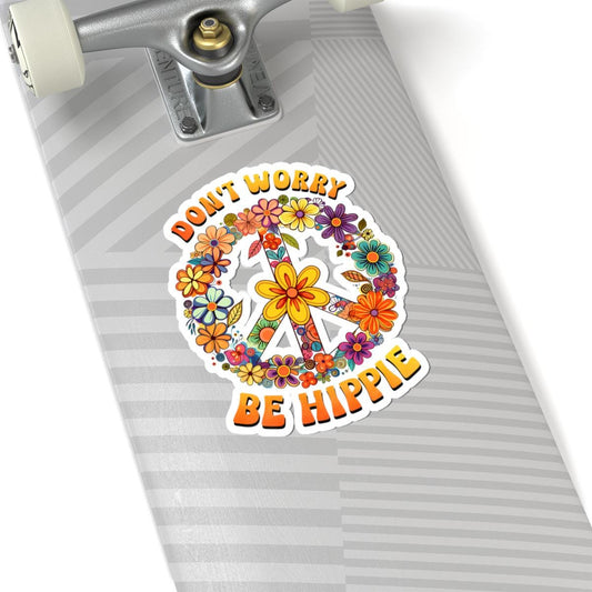 ColorFlow | Dont Worry Be Hippie Floral Peace Sign Groovy Retro Art Vinyl Sticker