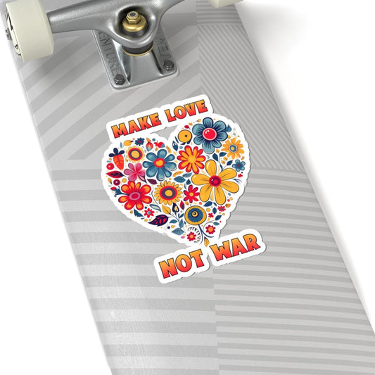 ColorFlow | Make Love Not War Floral Heart Retro Peace Hippie Art Vinyl Sticker