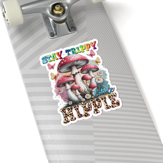 ColorFlow | Stay Trippy Little Hippie Psychedelic Mushroom Butterfly Retro Art Vinyl Sticker