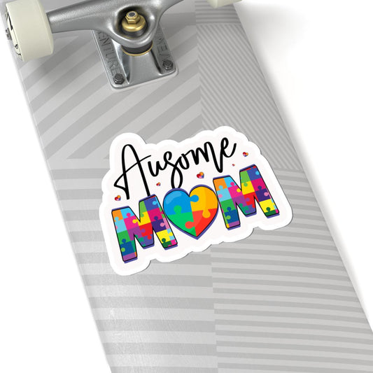 ColorFlow | Ausome Mom Vinyl Sticker | Puzzle Heart Autism Proud Parent