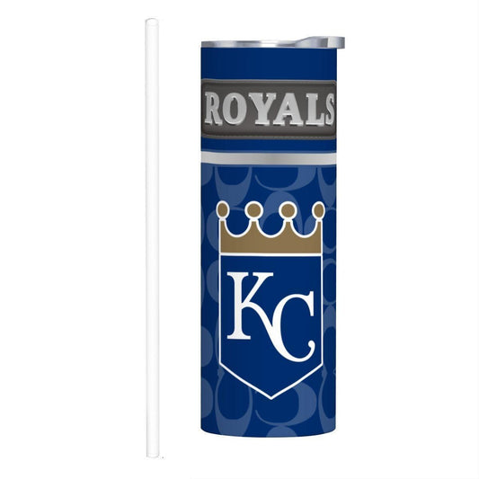 ColorFlow | Kansas City Royals Inspired Fashion 20oz Skinny Stainless Steel Tumbler With Straw Classic MLB Fan Gift