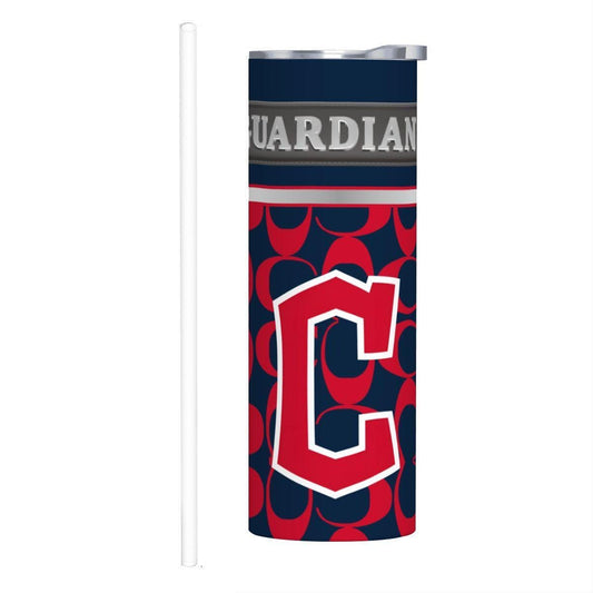 ColorFlow | Cleveland Guardians Inspired Fashion 20oz Skinny Stainless Steel Tumbler With Straw Bold Baseball Style Cup